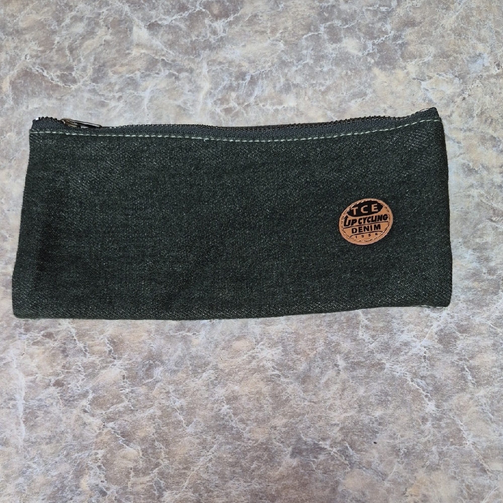 Source Unknown Dark Denim Pencil Case Wallet With… - image 1